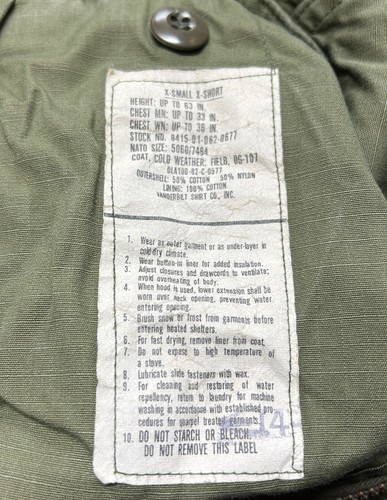 GENUINE USAF LATE VIETNAM M65 FIELD JACKET 1982 SUPER EX !!!! X-SMALL X-SHORT - Picture 3 of 3