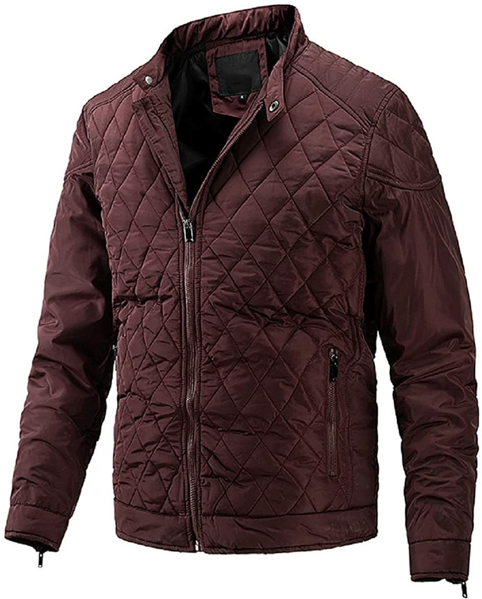 Men's Lightweight Stand Collar DiamondQuilted Down Alternative Jacket