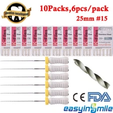 10Pks Dental Endo K-Files #15 Hand Use Stainless Root Canal Endodontic File 25MM