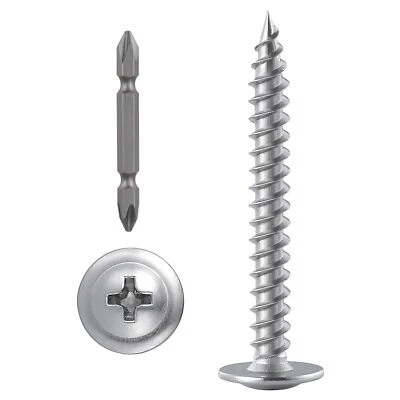 WENSILON (100 pcs)#8×2" Phillips Truss Head Wood Screws Stainless Steel 410 Quick Metal S