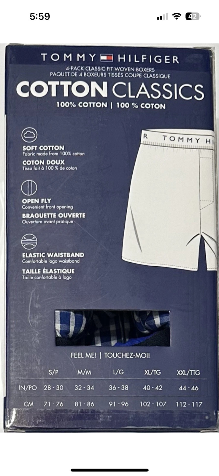 TOMMY HILFIGER Mens Woven Boxers 4 Pack S M L XL Blue 100% Soft Cotton Elastic - $38.99 - Thumbnail 8