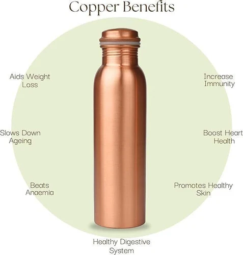 Pure Copper Water Bottle Handmade For Health Benefits - Set of 4 - Picture 4 of 4