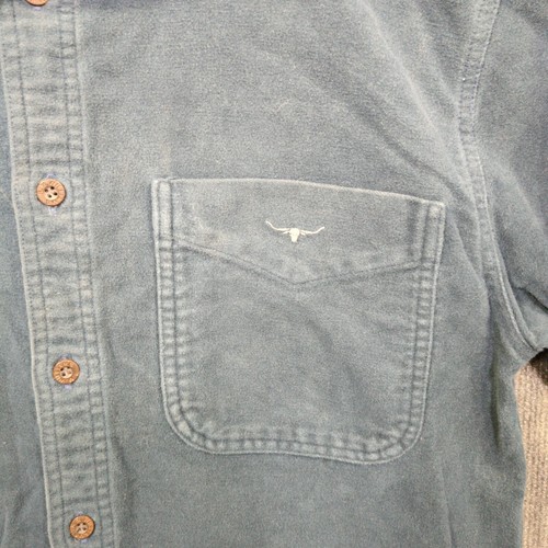 RM Williams Flannel Shirt Mens XS Chamois Button Navy Australia Heavyweight - Picture 2 of 19