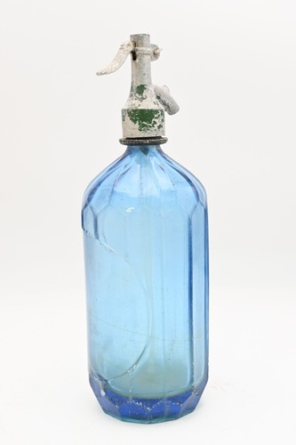 Antique . Vintage Royal Blue Romanian Seltzer Soda Bottle 12 Sided - Picture 7 of 12