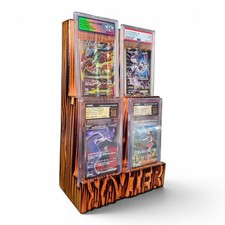 TCG Display graded card stand customizable hand carved name READ DESCRIPTION