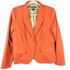 Pendleton Blazer Women's 14 Orange 100 Virgin Wool Two Button Lined Jacket
