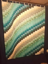 BROOKE  USA  Bargello Quilt Top  60"  by  74"  w/1,040  Pieces Blocks Patchwork