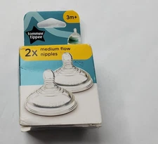 2pk Tommee Tippee Advanced Anti-Colic Medium Flow Bottle Nipples 3m+ BPA Free