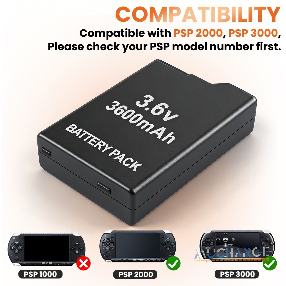 For OEM Battery charger & 3600mAh Rechargeable For PSP 2000 3000