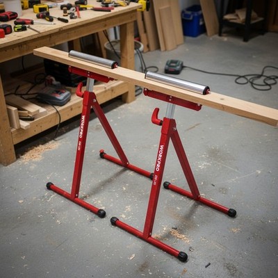 Adjustable Folding Roller Stand - 250 LB Capacity for Woodworking Projects