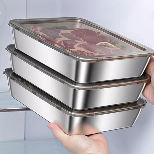 3pcs Large Stainless Steel Leakproof Food Containers With Lids Meal Prep Contain