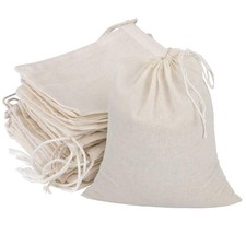 20 Pcs Muslin Drawstring Bags - Natural Unbleached Cotton Straining for Herbs
