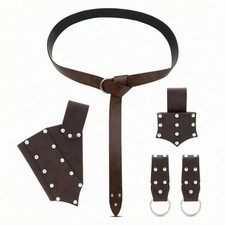 5 Pieces Rivet Belt Set Pointed Side Panel Cosplay Waist Belt Matte Finish