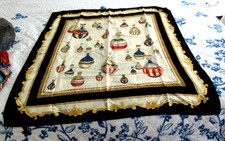 VINTAGE RARE HOT AIR BALLOONS WHITE Black 100% SILK CARF 34" X 34" Italy