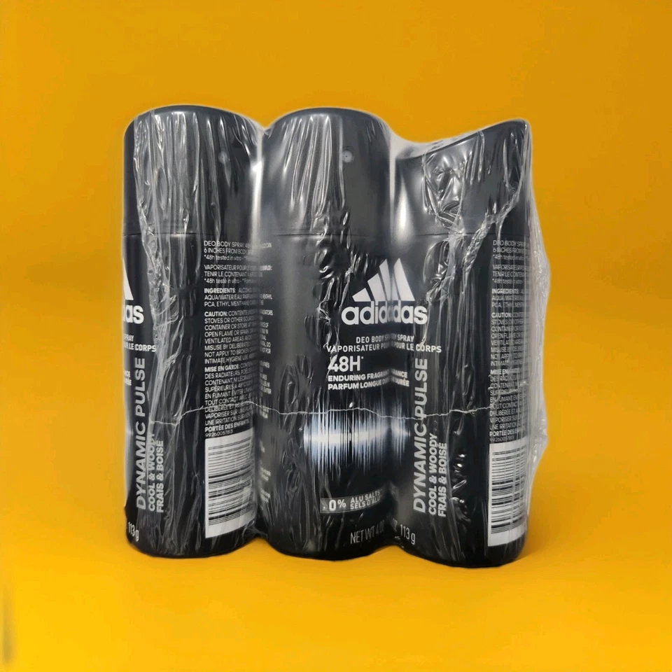 (Paquete de 3) Adidas Dynamic Pulse Body Spray 4oz cada uno - ¡RARO! Auténtico y NUEVO Foto 3 de 3