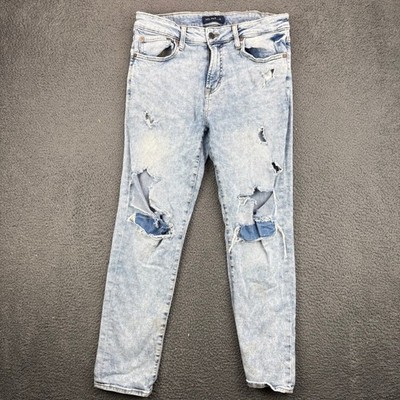 Aeropostale Slim Fit Distressed Acid Wash Light Blue Mens Jeans 32x30