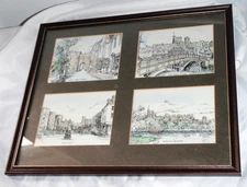Dorothy Griffiths Hand Water Coloured Print Signed VTG Matted 4 Pics 1 Frame