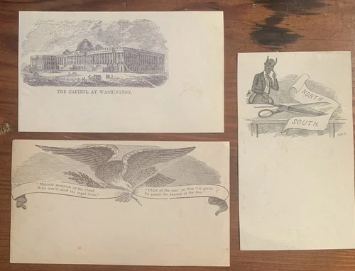 3 - Civil War Patriotic Union Envelope Covers Devil Scissors Capital Eagle