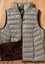 s.Oliver Daunen Weste Gr. 38 - Schwarz/ Beige - Hahnentritt - 2-Wege-Reissversch