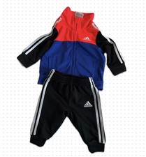 adidas Boys 2-Piece Colorblock Tracksuit Zip Jacket  Pants Pockets Black 3m/3