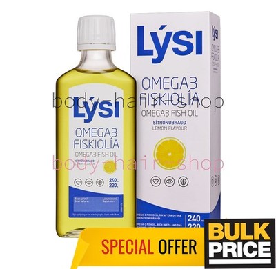 LYSI Icelandic Cod Liver Oil Omega-3 Fish Oil Lemon Liquid Food Supplement 240ml