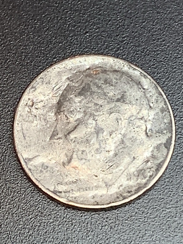1983-P Dime Error Post Strike Damage Anvil Effect