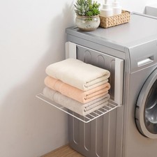 Magnetic Shelf for Washer, Foldable Laundry Organizer Rack, White