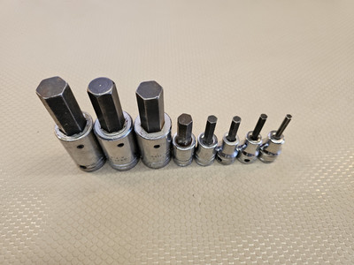 Snap-On Proto 8pc SAE Hex Allen Bit Socket Set 5/32'' to 5/8'' - 3/8'' 1/2'' Large
