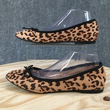 Time And Tru Shoes Womens 9.5 Leopard Print String Bow Ballet Flats Brown Black