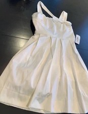 New White dress Jr 9 Bachelorette Bow asymmetric Neck Unique