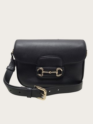 Gucci Schultertasche schwarz Kalb Horsebit 1955 weich klein 147625373