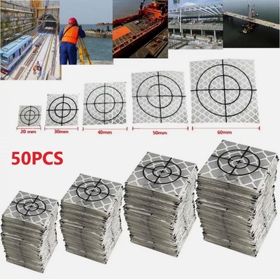 Long lasting Silver Reflective Target for Total Station Measurements Set of 50