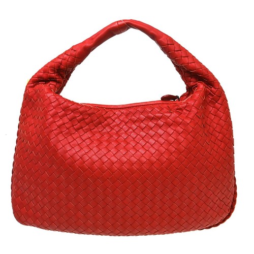 Bottega Veneta Hobo Intrecciato Nappa Red Leather Handbag