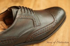 Prada Brown Burnished Leather Derby Brogue Shoes Men's UK 8 US 9 EU 42 NEW