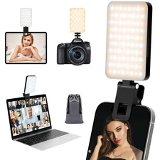 Selfie Light for Phone Clip On 2000mAh with 80 LEDs & 5 Colors, Phone Light f...