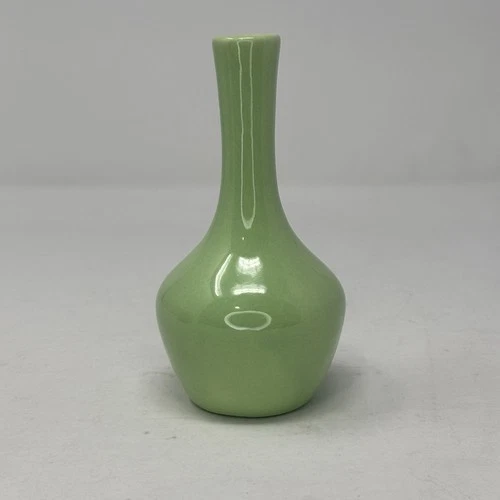 Haeger Pottery Bud Vase VTG 1950s MCM Atomic #382 Green Art Deco 5.25” USA