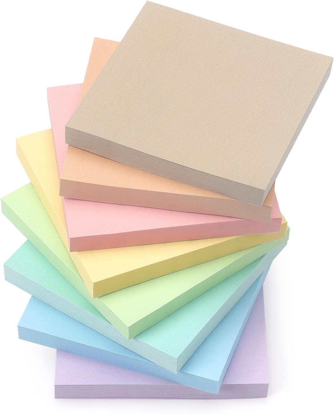 Sticky Notes 3x3inch, 8 Pads Self-Stick Notes, 8 Pastel Multi Colors with Gray N-image