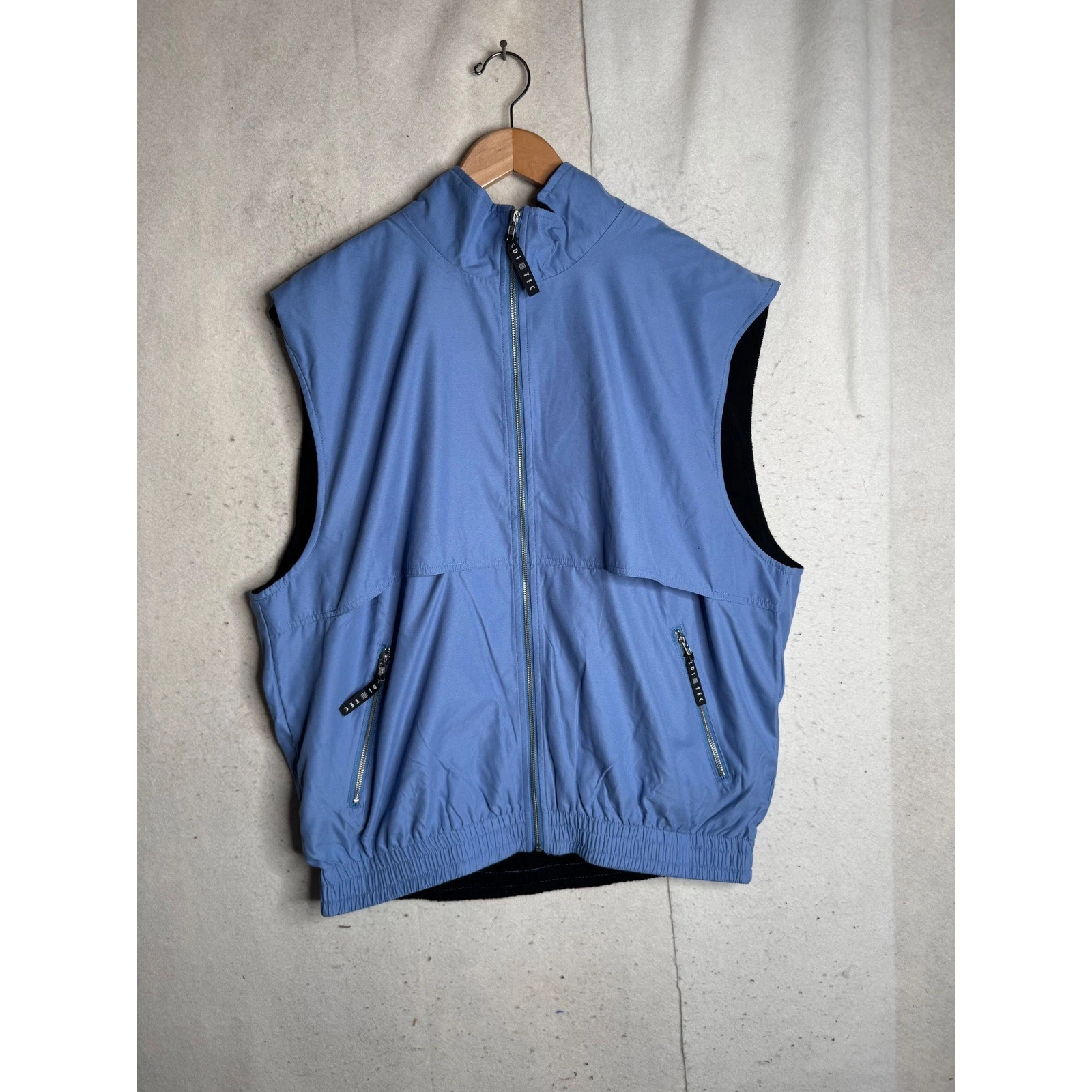 SDI TEC Mens Blue Sleeveless Full Zip Vest Jacket XL Lightweight Elastic Hem
