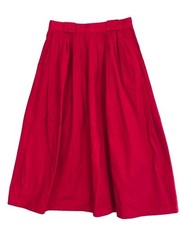 Vintage Ralph Lauren 90s Rich Red Pleated Denim Skirt Prairie Maxi Sz 14 Pockets
