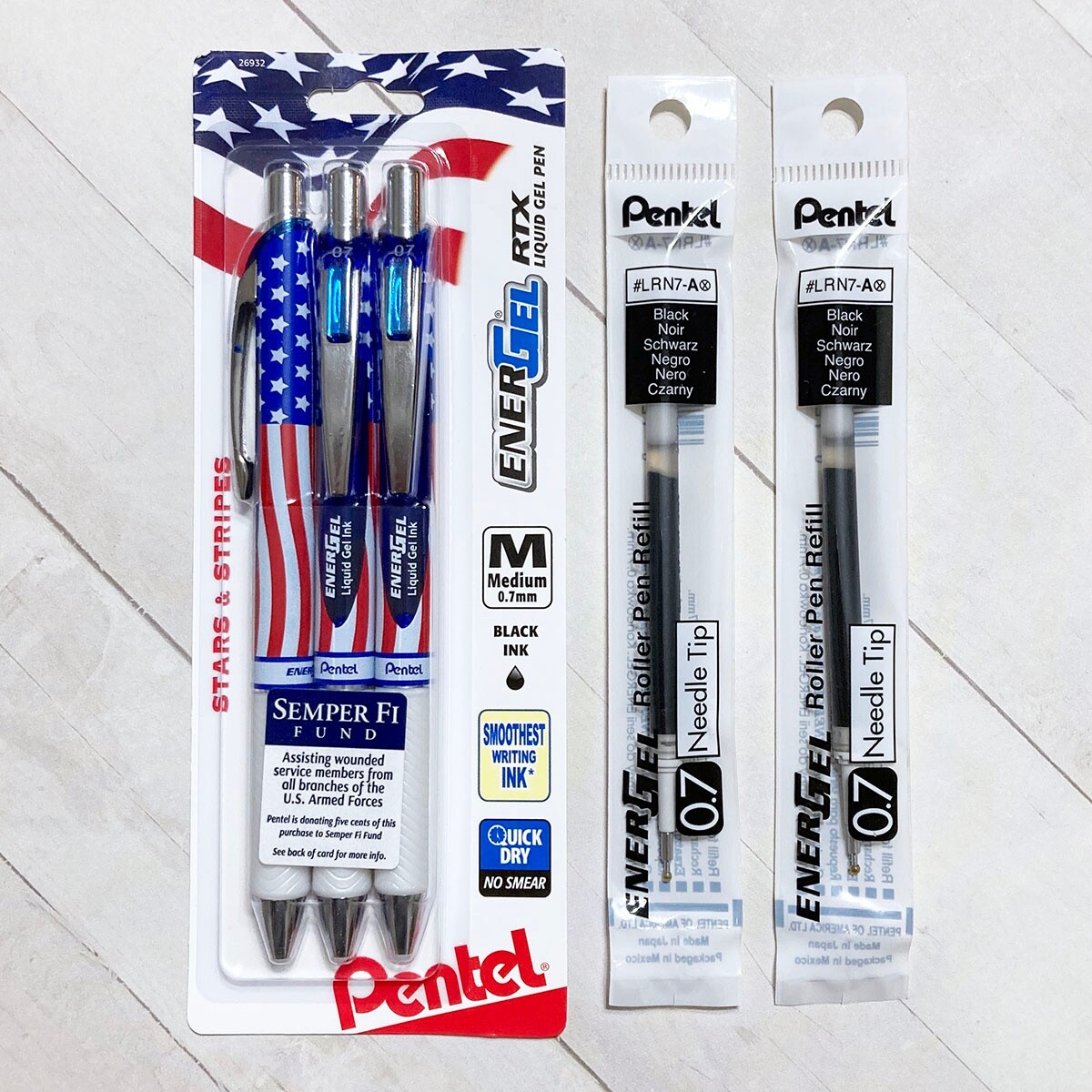 ペン　9個セット Pentel Stars Stripes EnerGel Pen Set 0.7mm American Flag with