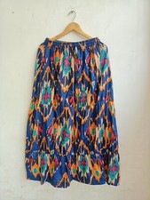 Indian Navy Blue Floral Long Frill Skirt Cotton Skirt Women's Clothing Skirt US