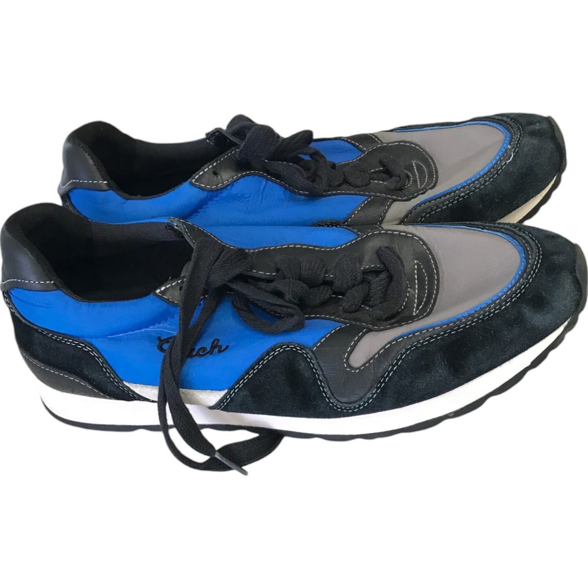 Coach Sneaker Shoes Mens 12D Neon Blue Leather Lace Up Low  display picture 3