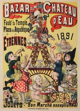MAGIC LANTERN EIFFEL TOWER  PRE-CINEMA  BAZAR CHATEAU D'EAU RARE VINTAGE POSTER 