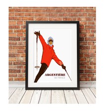 Argenti&egrave;re  SKI FRANCE  poster print vintage retro skiing snowboard retro