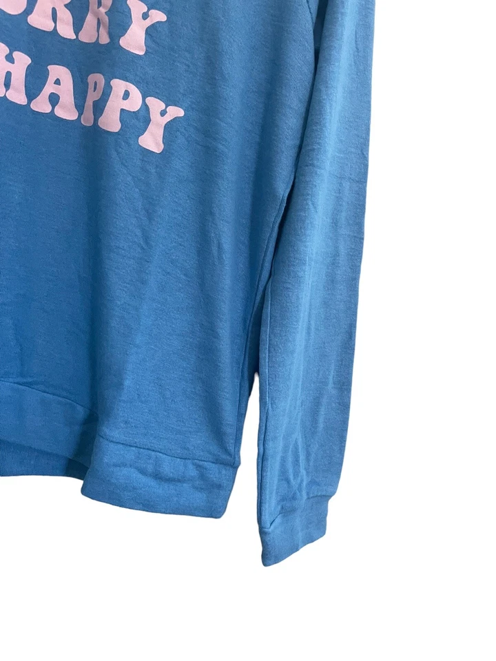 NWT PJ Salvage XL Don't Hurry Be Happy Long Sleeve Lounge Top Blue Pink #PQ26/46 - Image 4 of 4