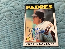 DAVE DRAVECKY SIGNED, MINT 1986 TOPPS CARD # 735  SAN DIEGO PADRES/FREE POSTAGE!