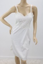 Vintage Full Slip sz 36 Nylon Wrap Around Lace Taffeta Skirt White
