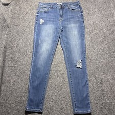Kensie Women's Size 8/29 Stretch Skinny Blue Distressed Dark Denim Jeans