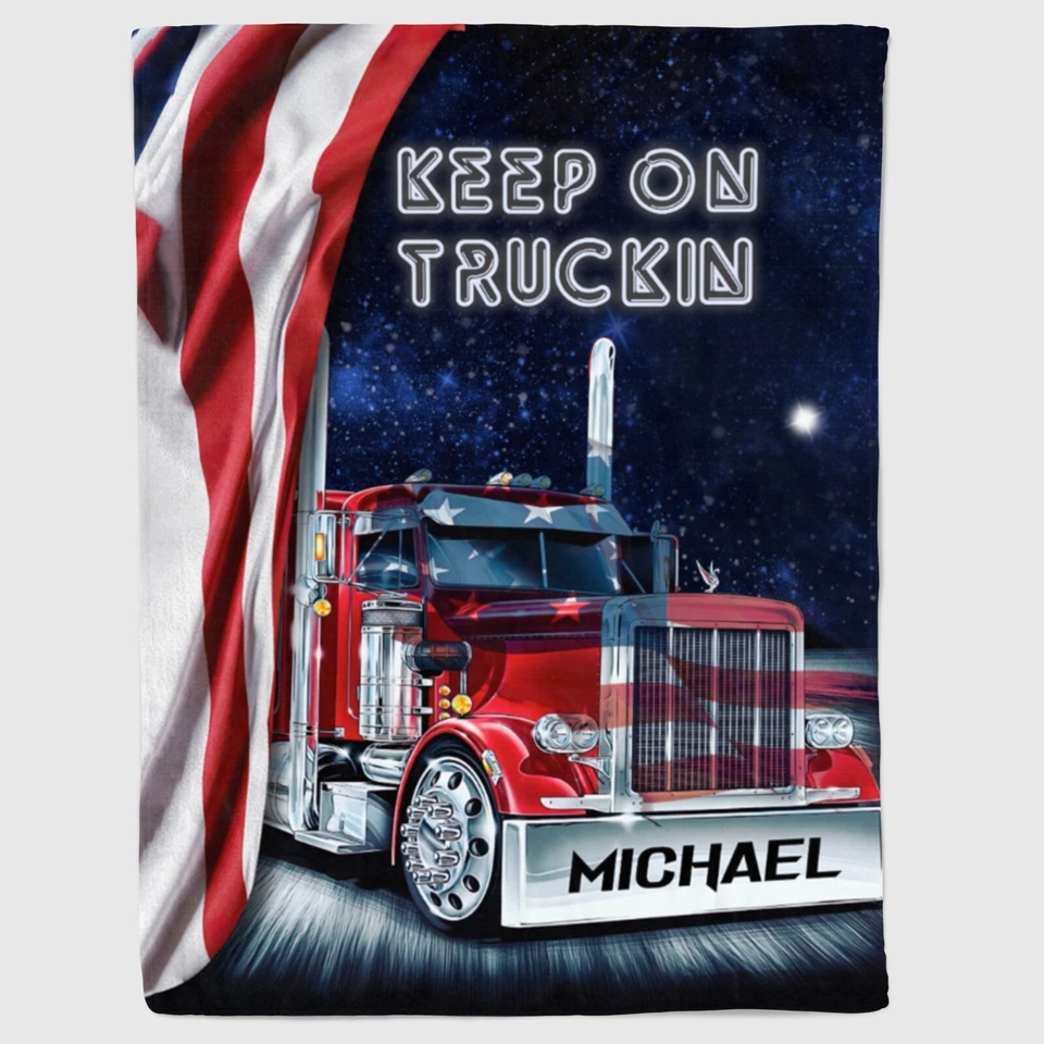 Personalized Truck Blanket Custom Truck US Flag Blanket, Custom Truck US Flag - Image 2 of 4