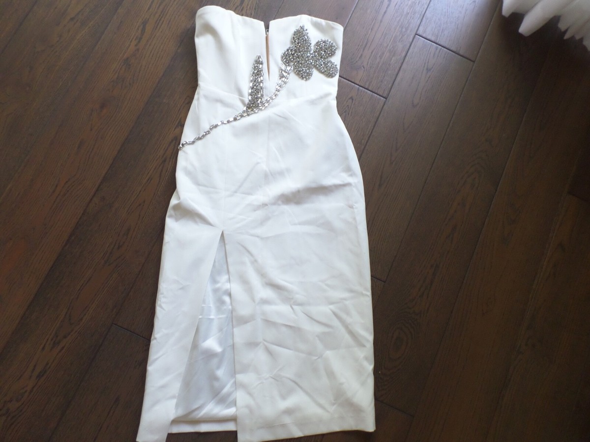 New Latest BARDOT Ambiance midi ivory strapless embellished dress sz S,  $256! | eBay